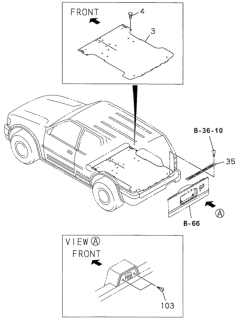 1999 Honda Passport 4 Door 4LX KA 5MT Rear Floor Mat Diagram