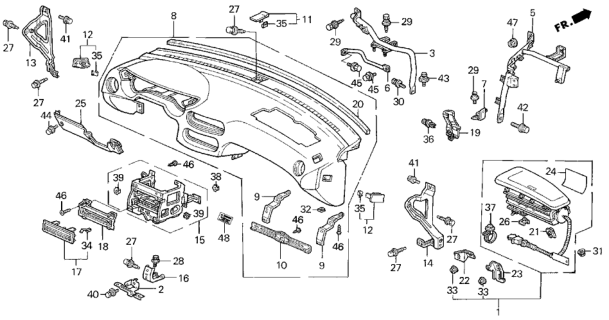 1994 Honda Del Sol Cover, Steering Handlebar Diagram for 77299-SR2-A00