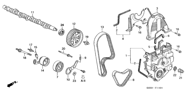 1998 Honda Odyssey 5 Door LX (6 SEATS) KA 4AT Camshaft - Timing Belt (2.3L) Diagram