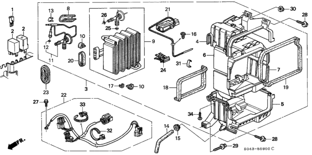 1996 Honda Civic A/C Unit Diagram