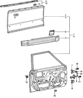1981 Honda Civic 4 Door ** (1500) KA HMT Front Door Panels Diagram