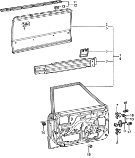 1981 Honda Civic Checker, Front Door Diagram for 75750-SA1-013