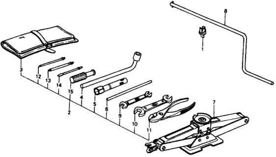 1979 Honda Civic 3 Door ** (1200) ** 4MT Tools - Jack Diagram