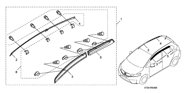 2017 Honda Fit Visor, L. RR. Door Diagram for 08R04-T5A-0M004