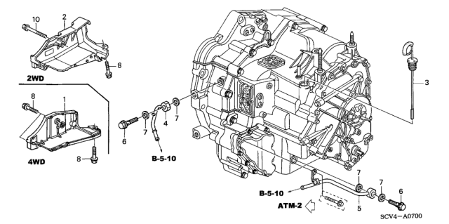 2002 Honda CR-V AT ATF Pipe Diagram