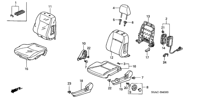 2005 Honda Civic 4 Door GX (ABS) KA CVT Front Seat (Driver Side) Diagram