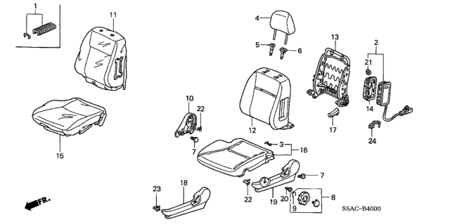 2005 Honda Civic Cover, Left Front Seat Cushion Trim (Gray) Diagram for 81531-S5D-A23ZA