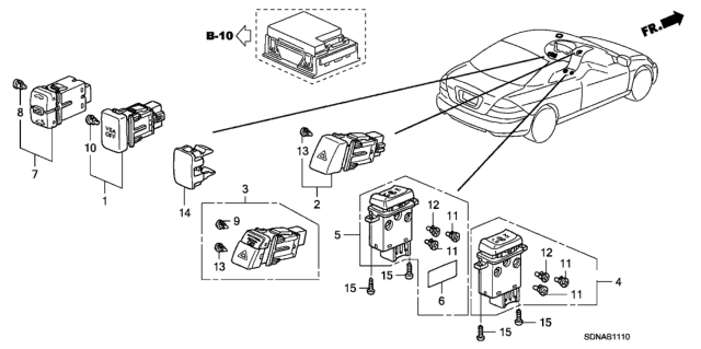 2007 Honda Accord Switch Assy., Vsa Off Diagram for 35300-SDN-A11