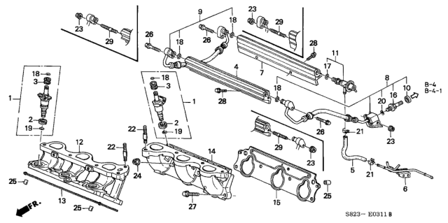 1999 Honda Accord Hose B, Fuel Feed Diagram for 16722-P8A-A03