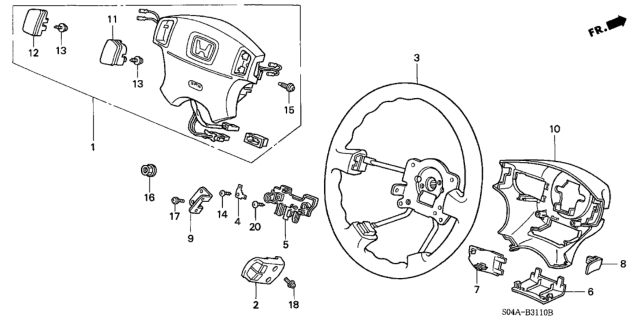 1998 Honda Civic Steering Wheel (SRS) Diagram