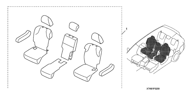 2012 Honda Odyssey 5 Door LX KA 5AT Second Row Seat Cover Diagram
