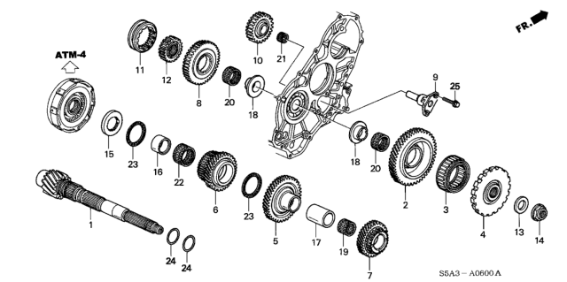 2003 Honda Civic 4 Door LX (SIDE SRS) KA 4AT AT Countershaft Diagram