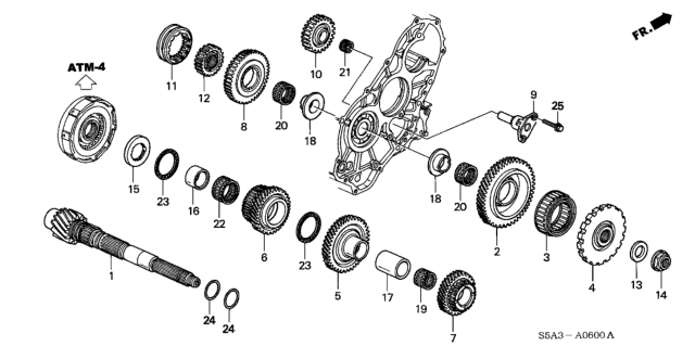 2003 Honda Civic AT Countershaft Diagram