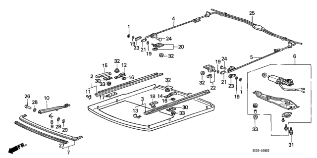 1987 Honda Accord Cable, L. Slide Roof Diagram for 70420-SE3-920