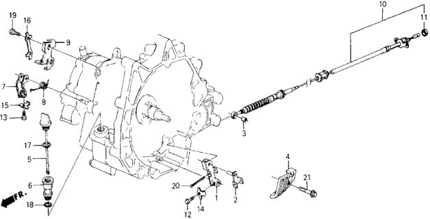 1989 Honda Accord 2 Door SEI KA 4AT AT Control Lever Diagram