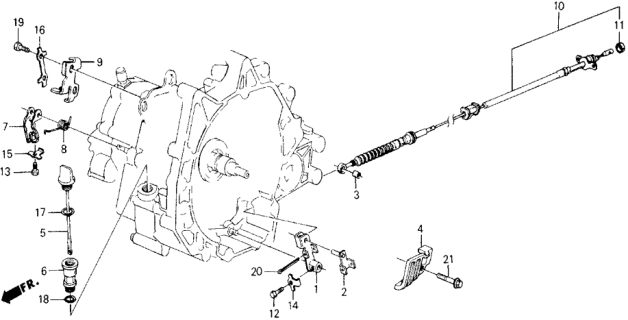 1989 Honda Accord AT Control Lever Diagram