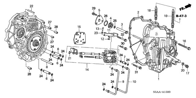 2004 Honda Civic 4 Door GX KA CVT CVT Right Side Cover (CVT) Diagram