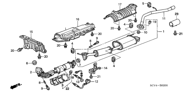 2005 Honda Element Muffler, Exhuast Diagram for 18030-SCV-A00