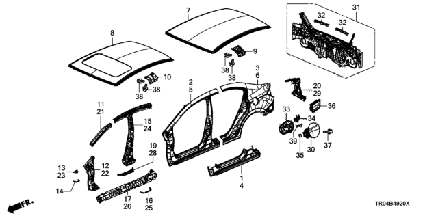 2012 Honda Civic Panel, Roof (Sunroof) Diagram for 62100-TR0-A20ZZ