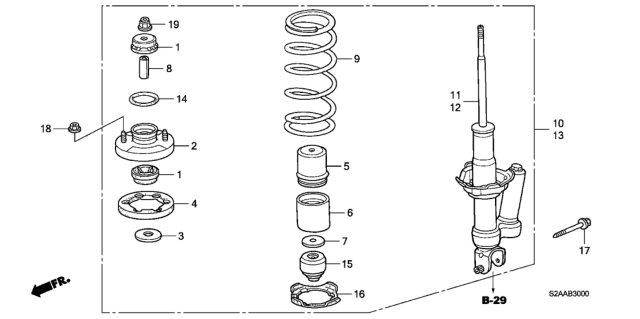 2009 Honda S2000 Shock Absorber Assembly, Left Rear Diagram for 52620-S2A-S11