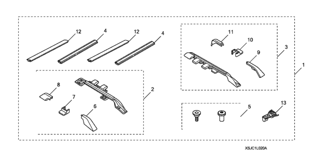 2014 Honda Ridgeline 4 Door RTL-S (SPECIAL EDITION) KA 5AT Roof Rack Diagram
