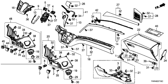 2022 Honda Odyssey Instrument Panel Garnish (Passenger Side) Diagram