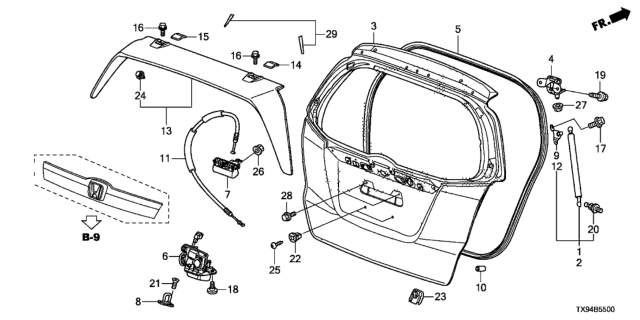 2013 Honda Fit EV O/Stay Set R, T/Ga Diagram for 04741-TK6-010