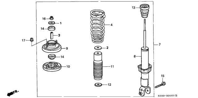 1997 Honda Civic 3 Door CX KA 4AT Rear Shock Absorber Diagram
