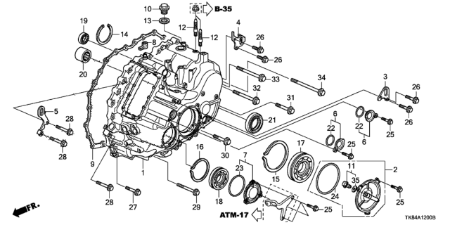 2016 Honda Odyssey AT Transmission Case Diagram