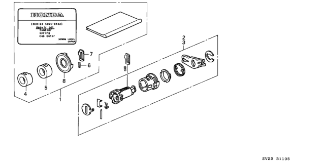 1995 Honda Accord Key Cylinder Kit Diagram