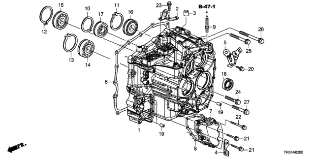 2012 Honda Civic AT Transmission Case Diagram