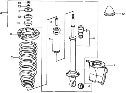 1986 Honda Civic Cap, RR. Shock Absorber Mount Diagram for 72208-SB2-000