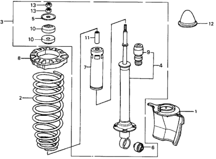 1986 Honda Civic Shock Absorber Assembly, Rear Diagram for 52610-SB6-982