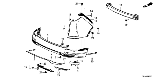 2020 Honda CR-V Hybrid 5 Door LX (HYBRID) KA CVT Rear Bumper Diagram