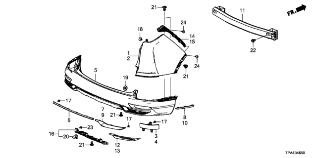 2021 Honda CR-V Hybrid Rear Bumper Diagram