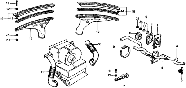 1977 Honda Civic 5 Door ** KL HMT Water Hose - Defroster Nozzle Diagram