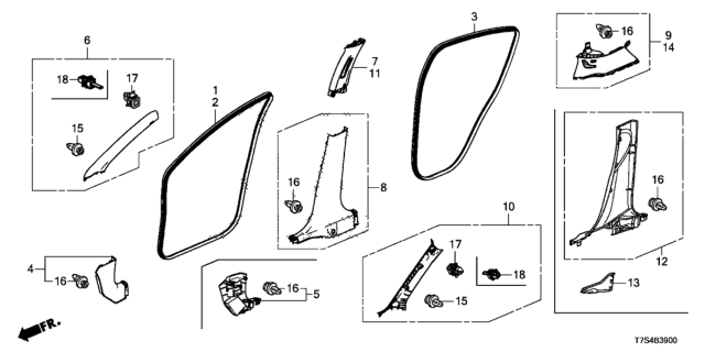 2018 Honda HR-V Seal, R. FR. Door Diagram for 72315-T7W-A01