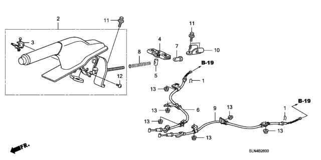 2008 Honda Fit Wire B, Passenger Side Parking Brake Diagram for 47510-SLN-A01