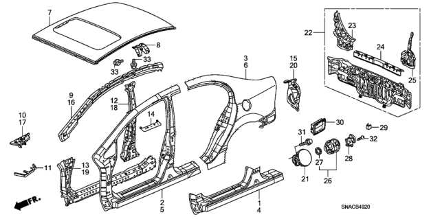 2010 Honda Civic Outer Panel - Rear Panel Diagram