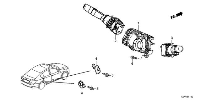 2016 Honda Accord Switch Assembly, Wiper Diagram for 35256-T2A-X31