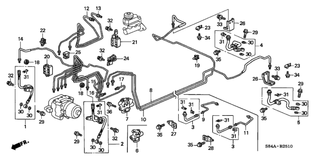 2002 Honda Accord Pipe W, Brake Diagram for 46376-S4K-A51