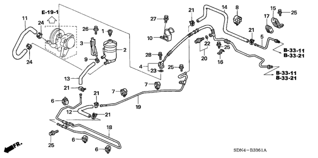 2006 Honda Accord Clip, Return Hose (Black) Diagram for 53729-S0X-A01