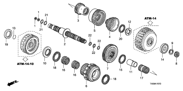 2010 Honda Accord AT Secondary Shaft (V6) Diagram