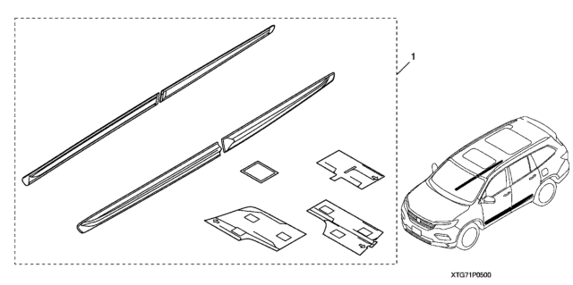 2017 Honda Pilot 5 Door EX-L (AWD/SENSING) KA 6AT Body Side Molding Diagram