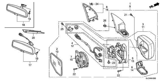 2014 Honda Ridgeline 4 Door RTL-S (SPECIAL EDITION) KA 5AT Mirror Diagram