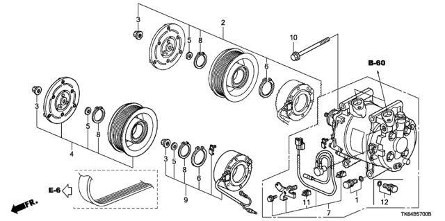 2010 Honda Fit A/C Compressor Diagram