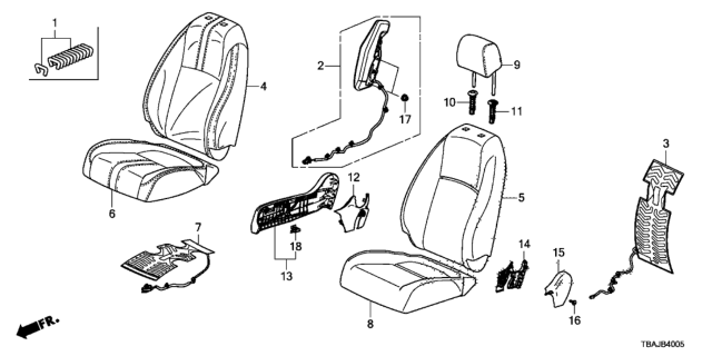 2018 Honda Civic Front Seat (Passenger Side) (Power Seat) Diagram