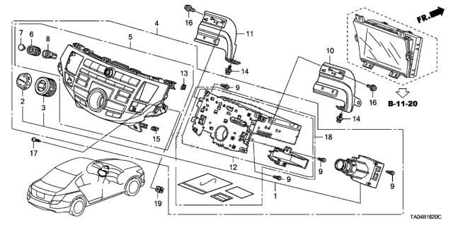 2011 Honda Accord Bracket, L. Radio Diagram for 39161-TA0-A00