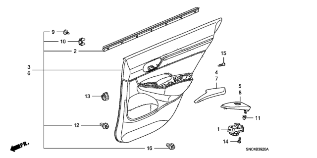 2010 Honda Civic Armrest, Right Rear Door Lining (Warm Gray) Diagram for 83730-SND-E32ZF