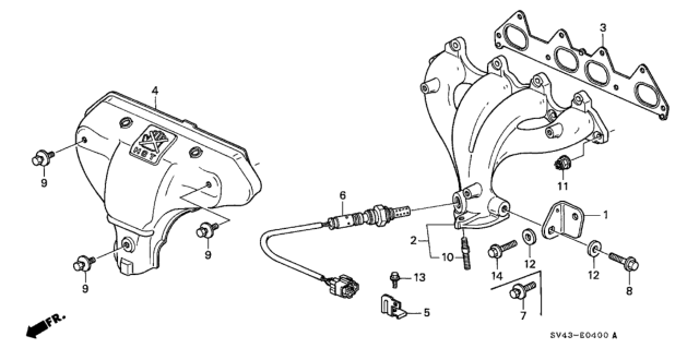 1994 Honda Accord Manifold Assembly, Exhuast Diagram for 18000-P0B-A00